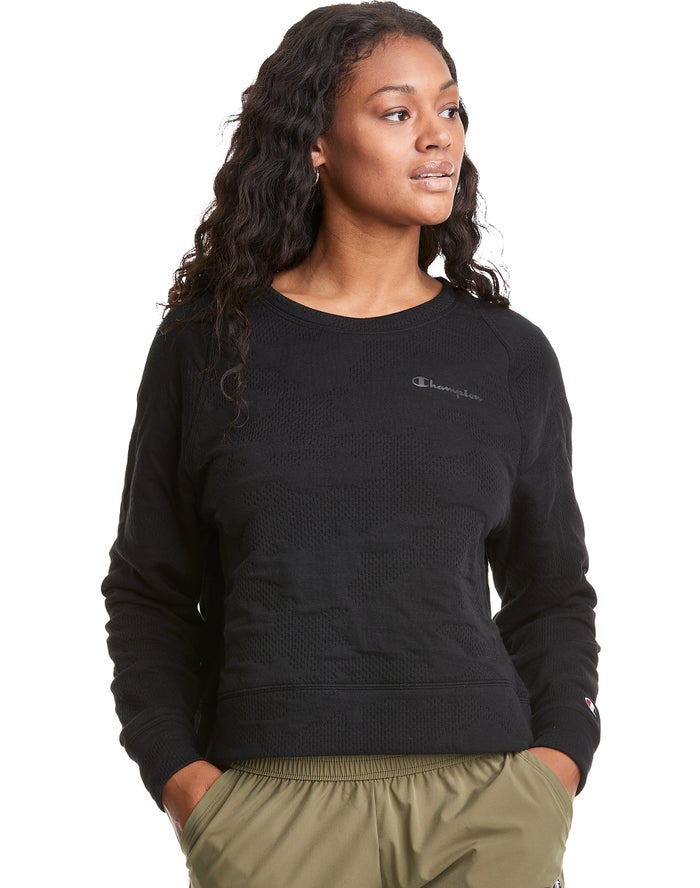 Champion Soft Touch Double Knit Camo Crew Sweatshirt Dames - Zwart - Belgie 7562PWOUN